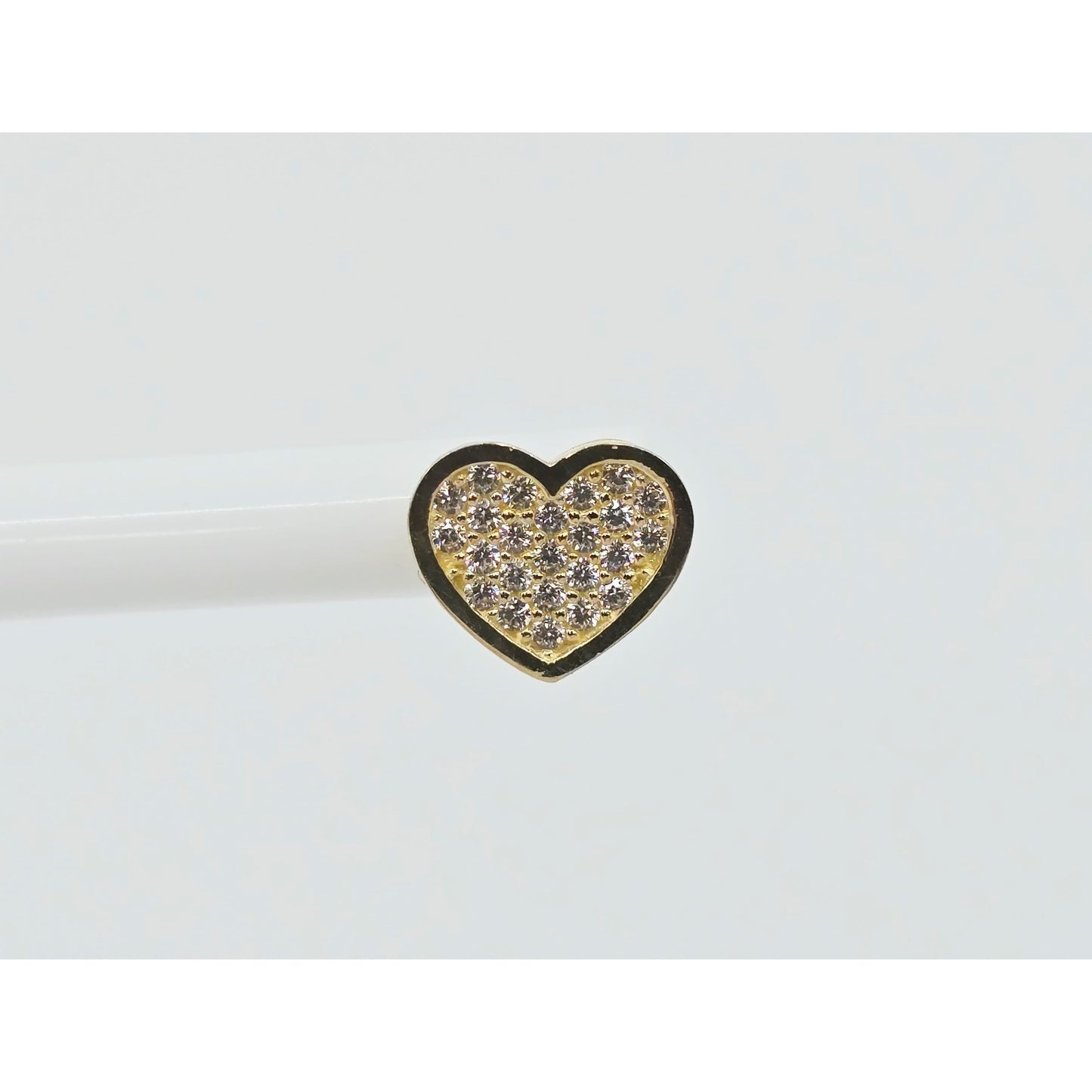 10K Yellow Gold Heart Shaped CZ Stud Earrings
