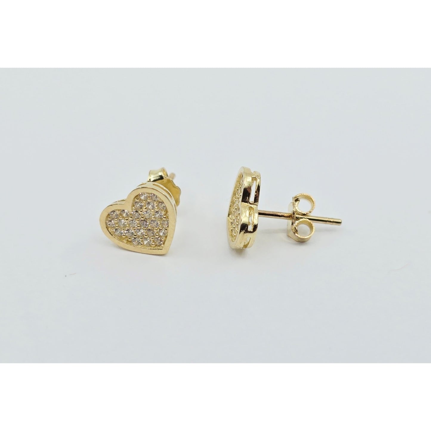 10K Yellow Gold Heart Shaped CZ Stud Earrings
