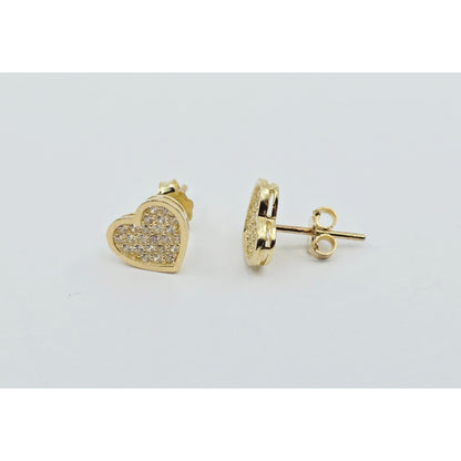 10K Yellow Gold Heart Shaped CZ Stud Earrings