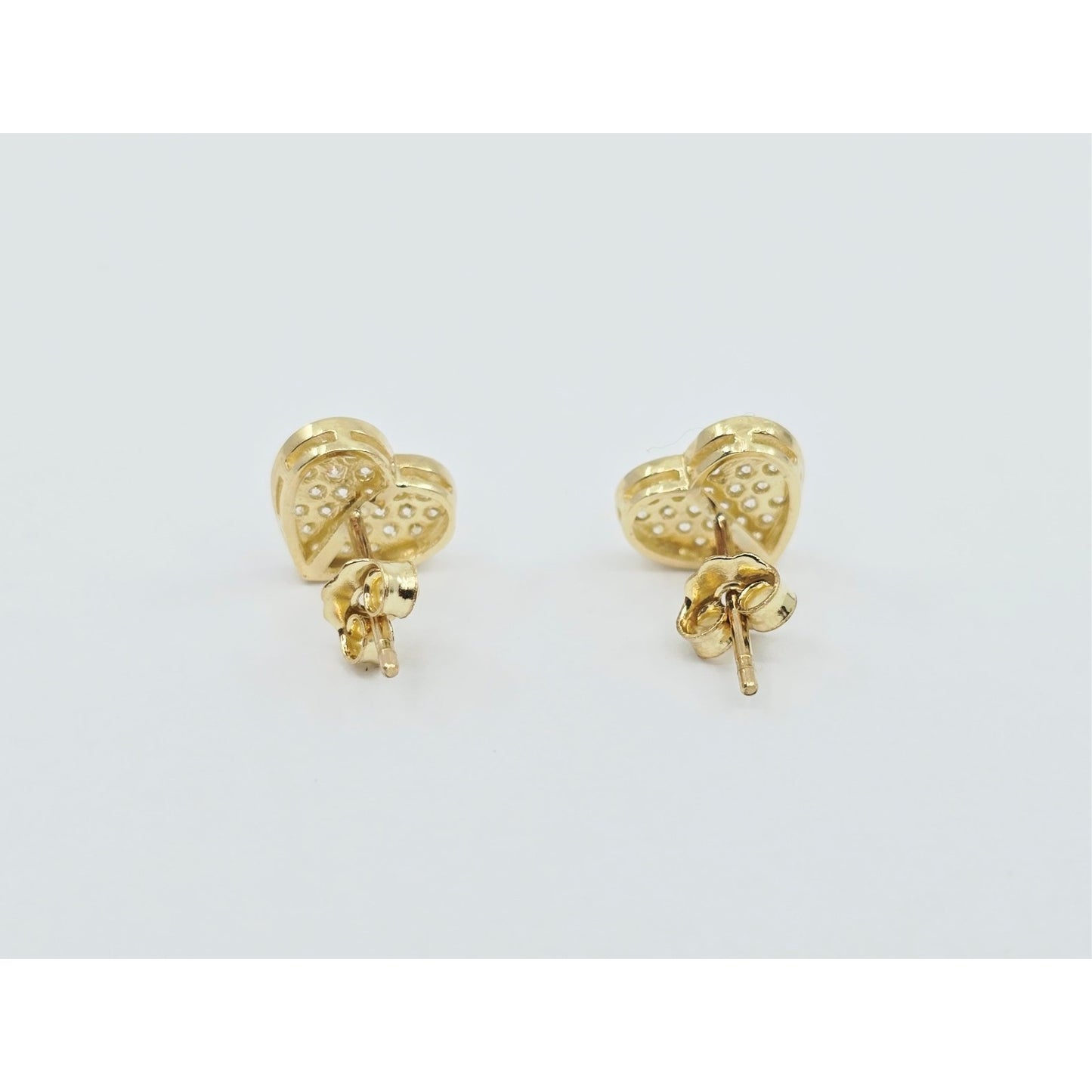 10K Yellow Gold Heart Shaped CZ Stud Earrings