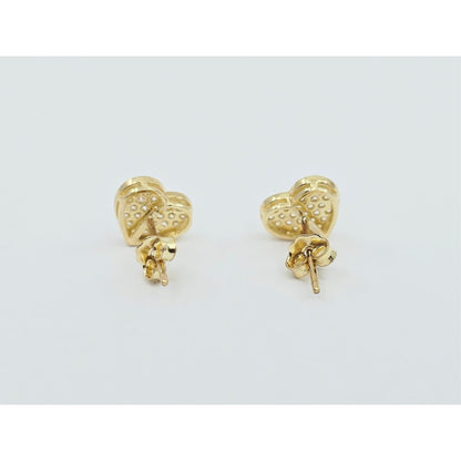 10K Yellow Gold Heart Shaped CZ Stud Earrings
