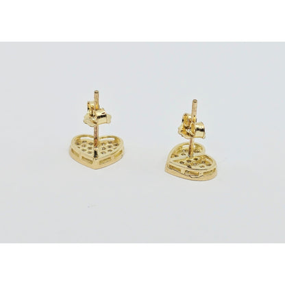 10K Yellow Gold Heart Shaped CZ Stud Earrings