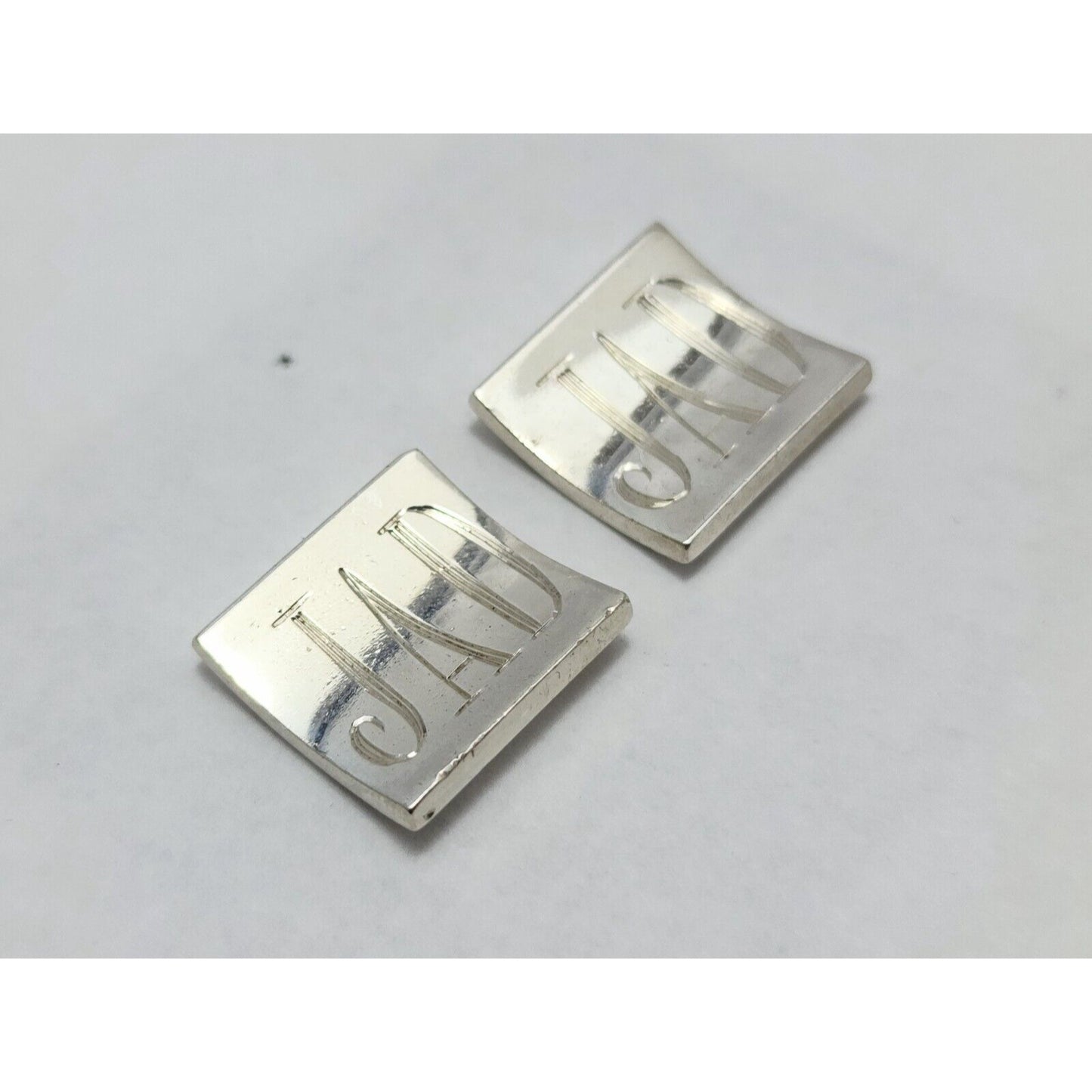 Vintage Rare Allan Adler Sterling Silver Square Modernist Cufflinks with Monogram