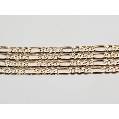 14K Two Tone Gold Diamond Cut Figaro Link Chain Necklace