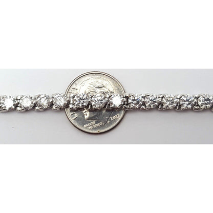 14K Solid White Gold Diamond Tennis Link Bracelet