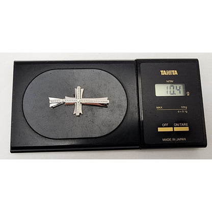 14K Solid White Gold Diamond Cross Pendant Charm