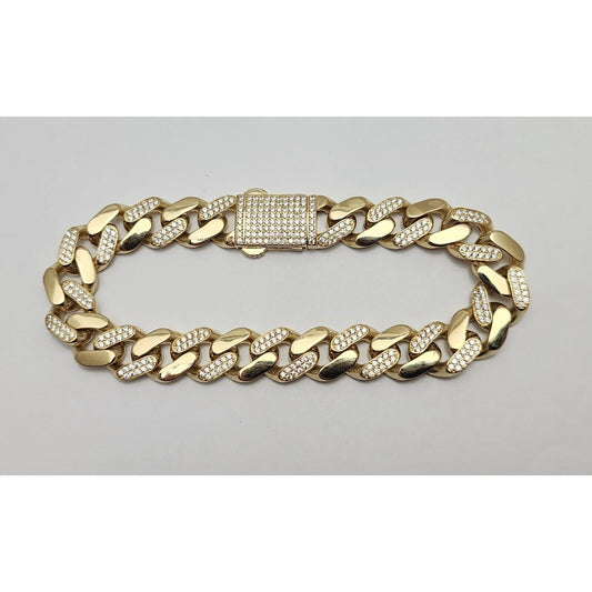 14K Yellow Gold Cuban CZ Link Bracelet