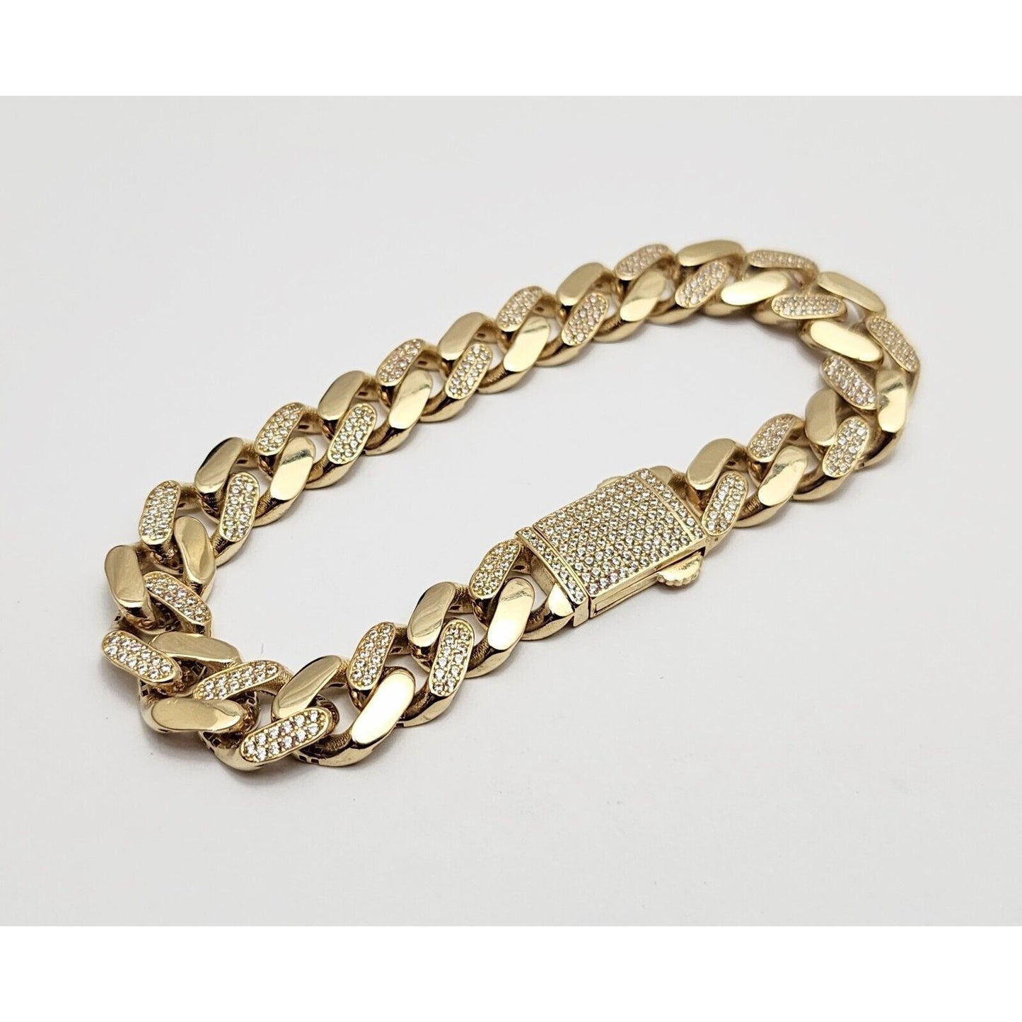 14K Yellow Gold Cuban CZ Link Bracelet