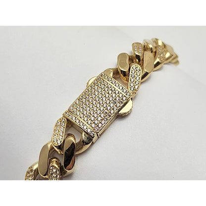 14K Yellow Gold Cuban CZ Link Bracelet