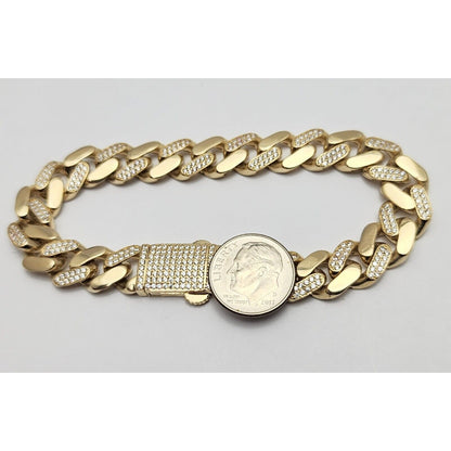 14K Yellow Gold Cuban CZ Link Bracelet