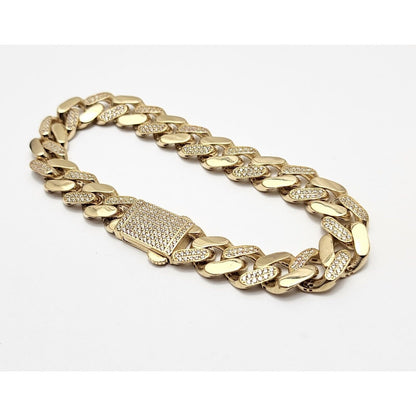 14K Yellow Gold Cuban CZ Link Bracelet