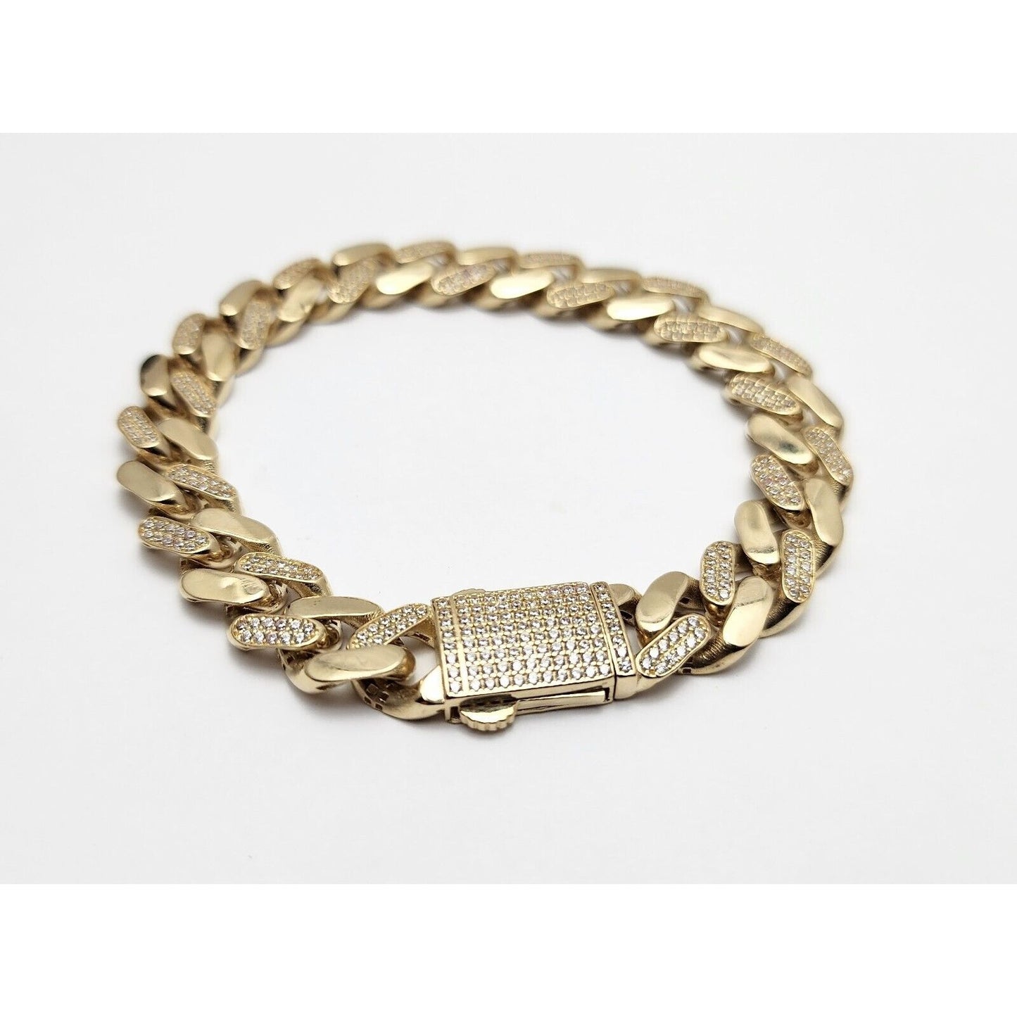 14K Yellow Gold Cuban CZ Link Bracelet