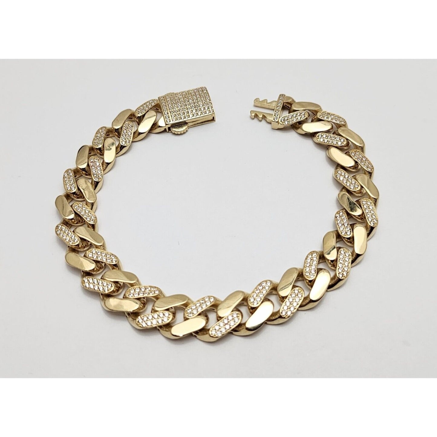 14K Yellow Gold Cuban CZ Link Bracelet