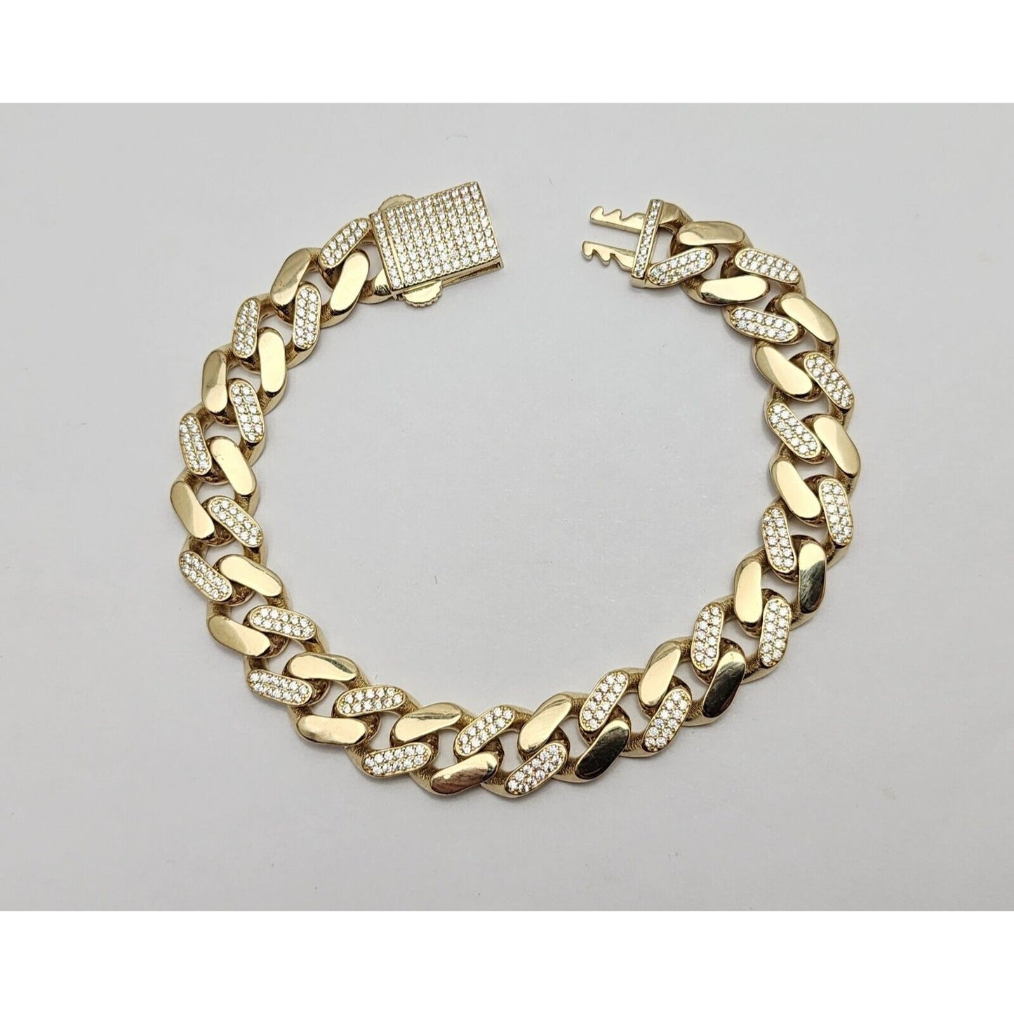 14K Yellow Gold Cuban CZ Link Bracelet