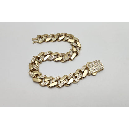 14K Yellow Gold Cuban CZ Link Bracelet