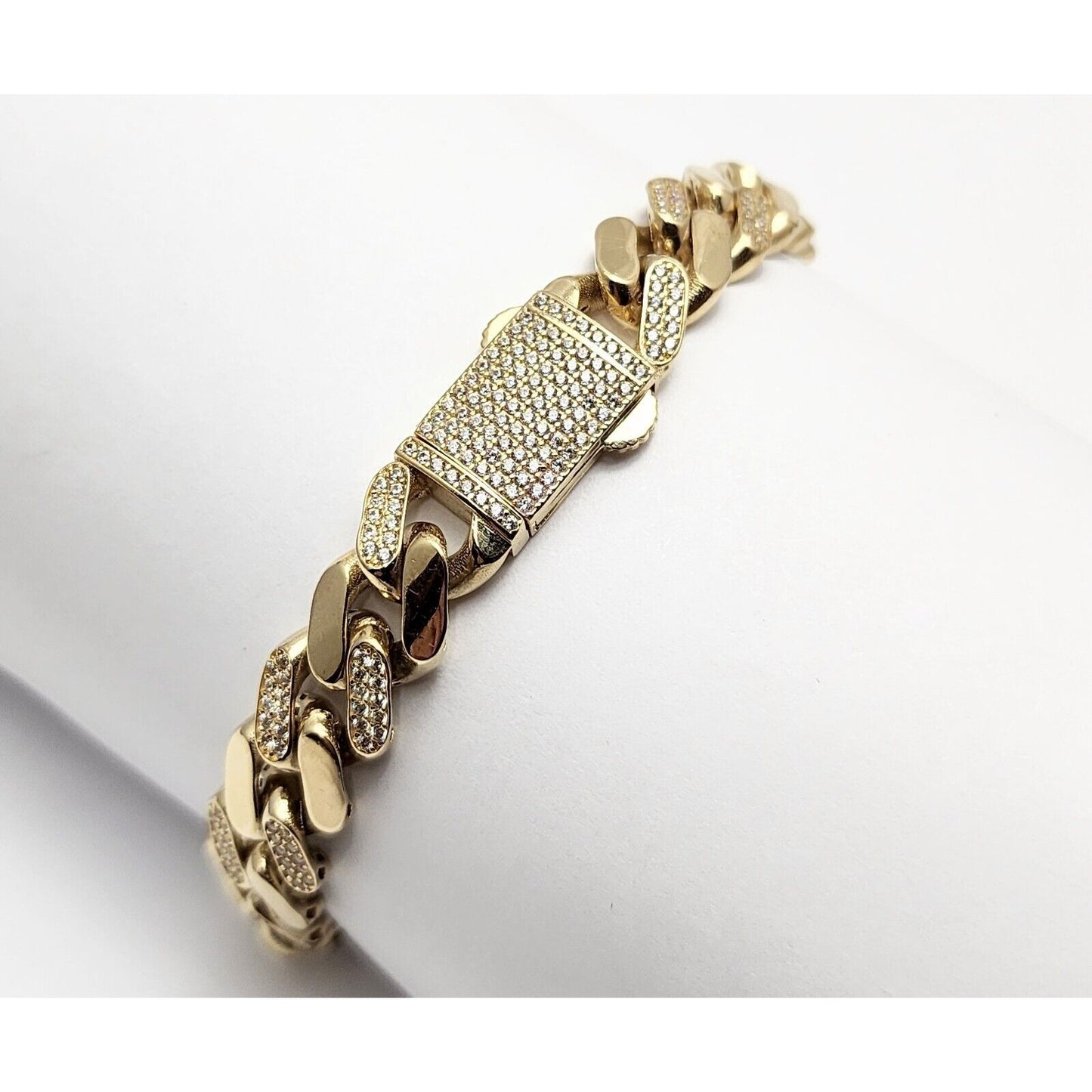 14K Yellow Gold Cuban CZ Link Bracelet