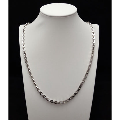 14K White Gold Designer Link Chain Necklace