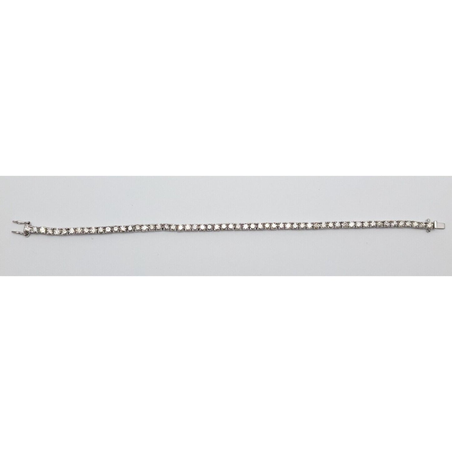 14K Solid White Gold Round Cut Diamond Tennis Link Bracelet