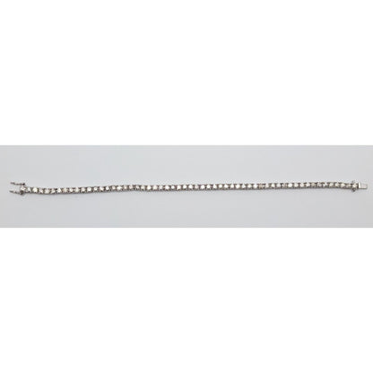 14K Solid White Gold Round Cut Diamond Tennis Link Bracelet