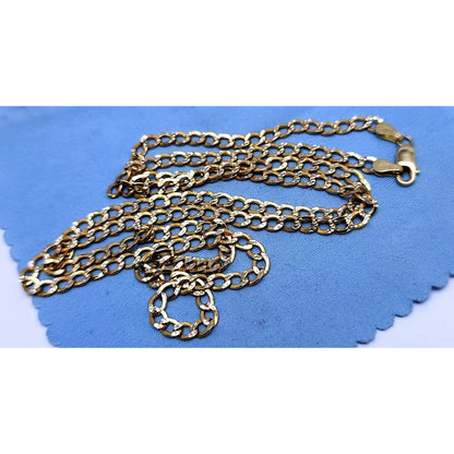 14K Two Tone Gold Diamond Cut Cuban Link Chain Necklace