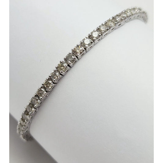 14K Solid White Gold Round Cut Diamond Tennis Link Bracelet