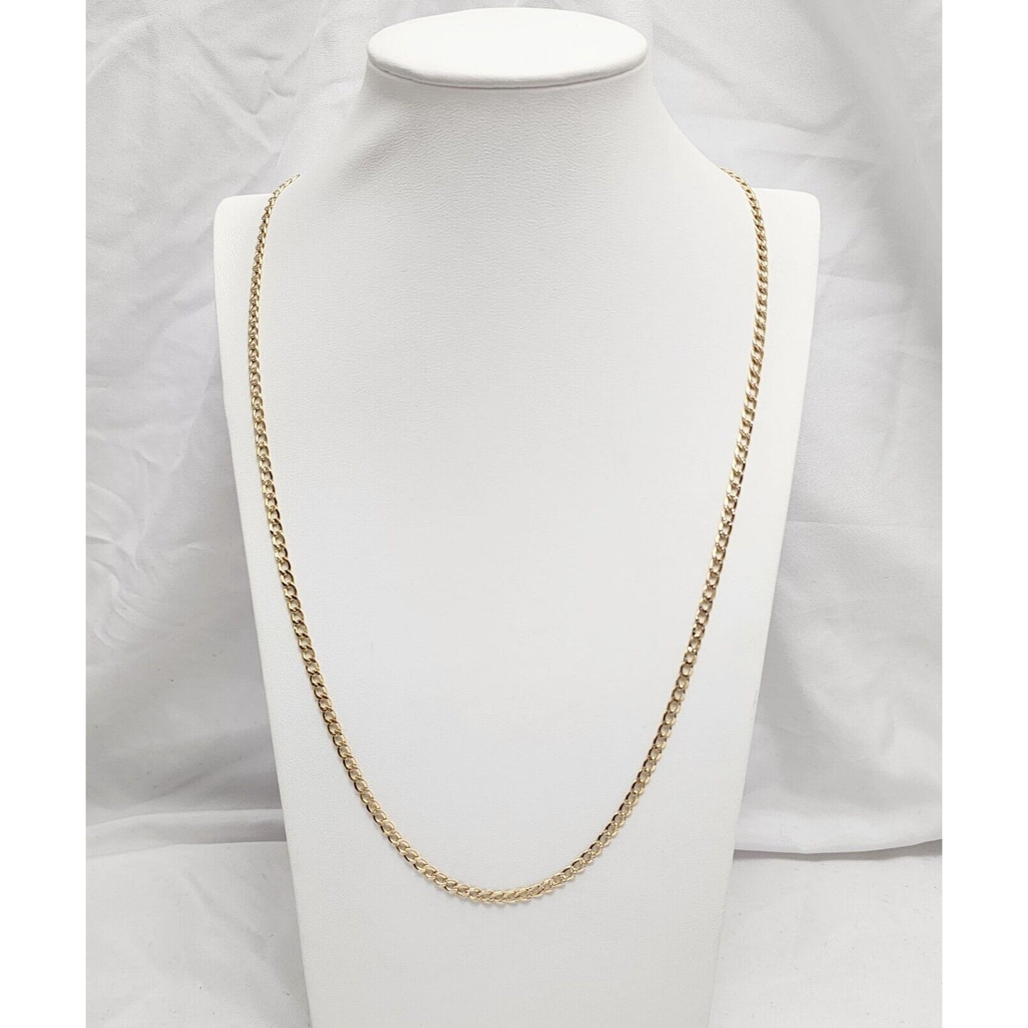 14K Two Tone Gold Diamond Cut Cuban Link Chain Necklace