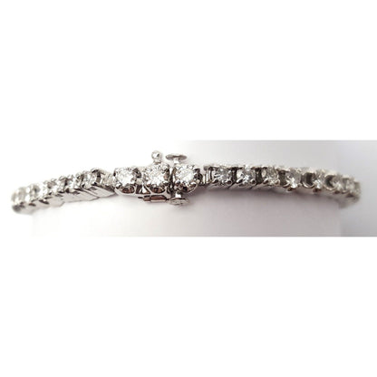 14K Solid White Gold Designer Diamond Tennis Link Bracelet