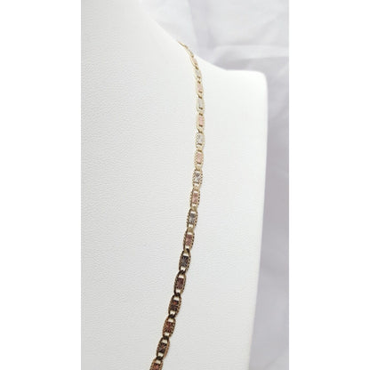 10K Tri Tone Gold Diamond Cut Mariner Link Chain Necklace