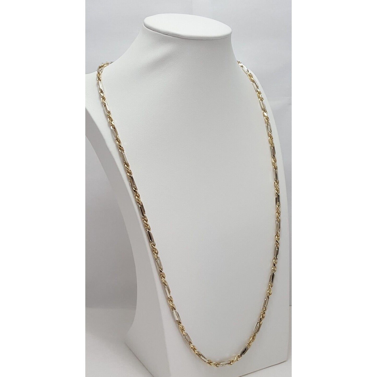 14K Two Tone Gold Rope Chain Necklace