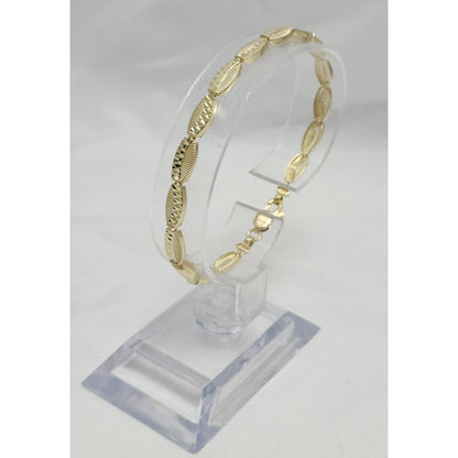 14K Solid Yellow Gold Diamond Cut Tennis Link Bracelet