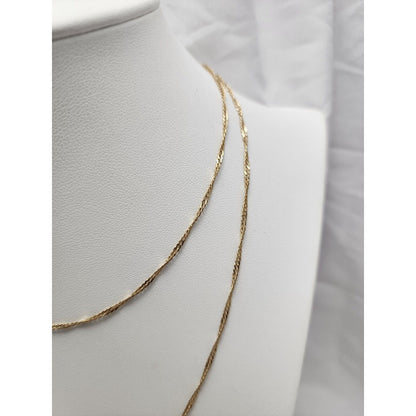 14K Yellow Gold Spiral Flat Link Chain Necklace