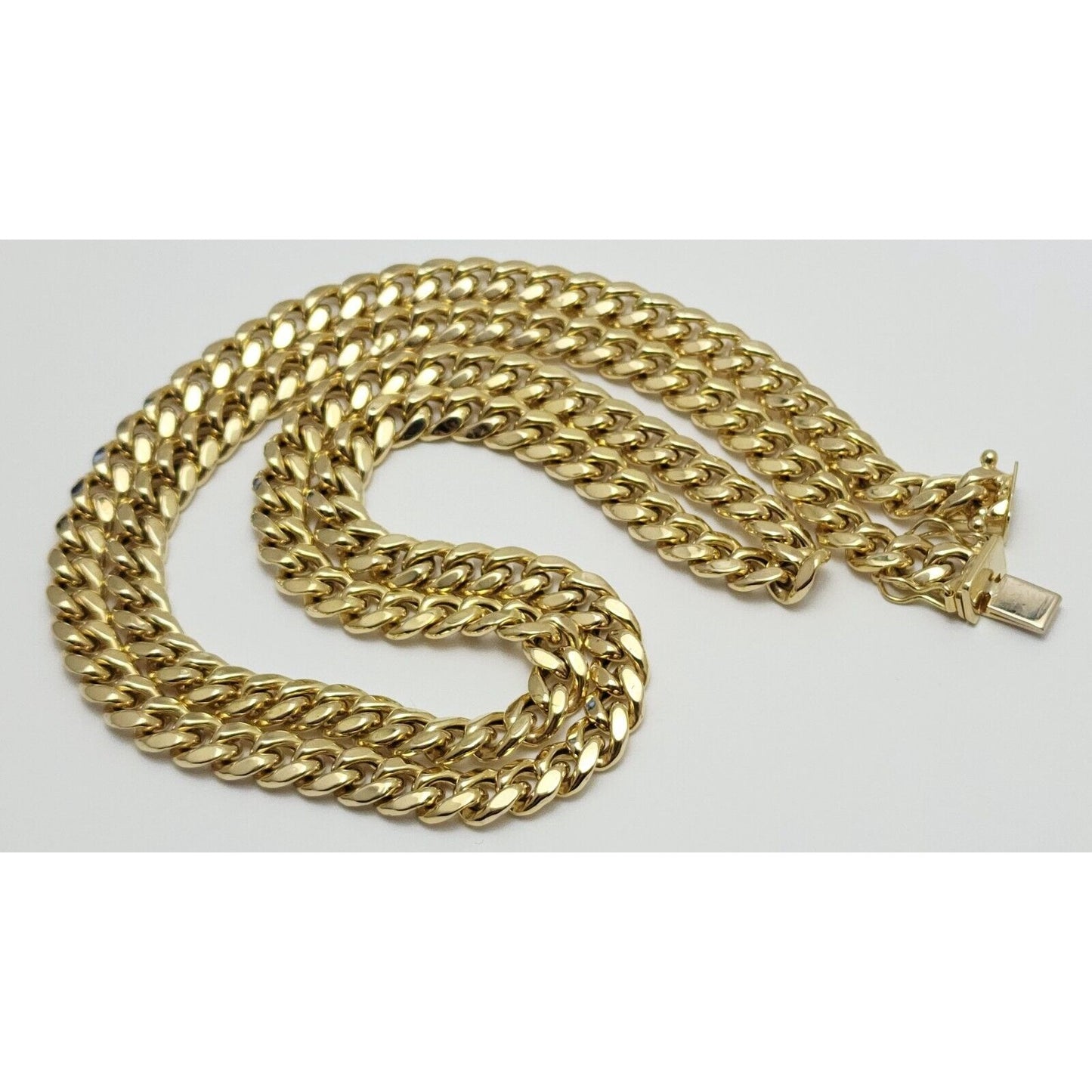 14K Solid Yellow Gold Cuban Link Chain Necklace