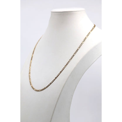 14K Two Tone Gold Diamond Cut Figaro Link Chain Necklace