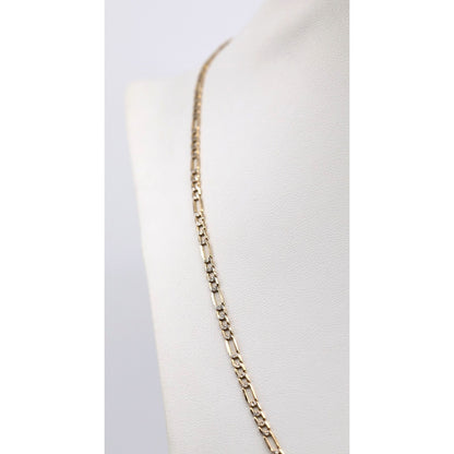 14K Two Tone Gold Diamond Cut Figaro Link Chain Necklace