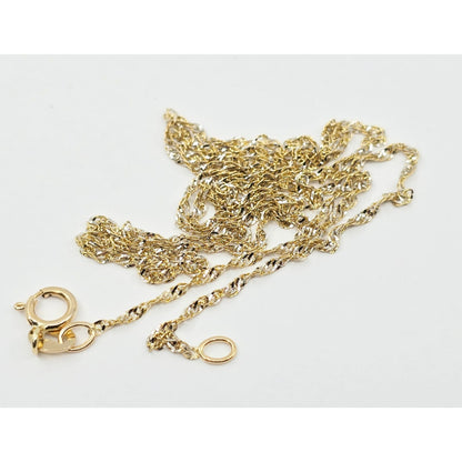 14K Two Tone Gold Diamond Cut Singapore Link Chain