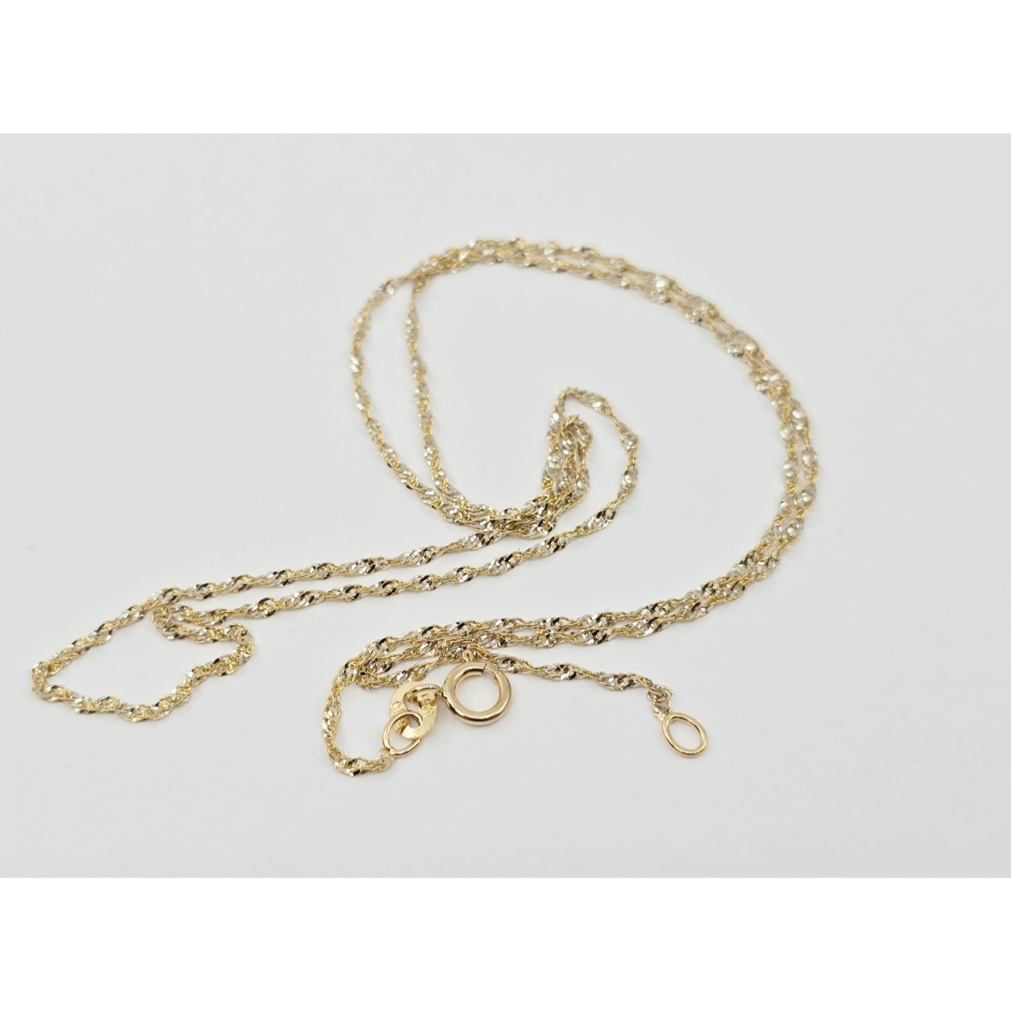 14K Two Tone Gold Diamond Cut Singapore Link Chain