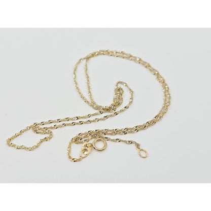 14K Two Tone Gold Diamond Cut Singapore Link Chain