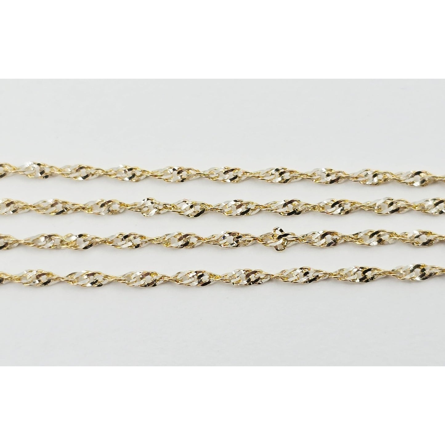 14K Two Tone Gold Diamond Cut Singapore Link Chain