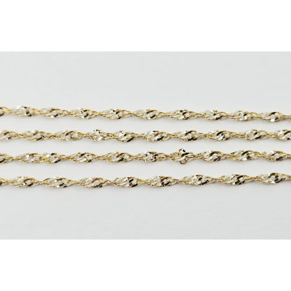 14K Two Tone Gold Diamond Cut Singapore Link Chain