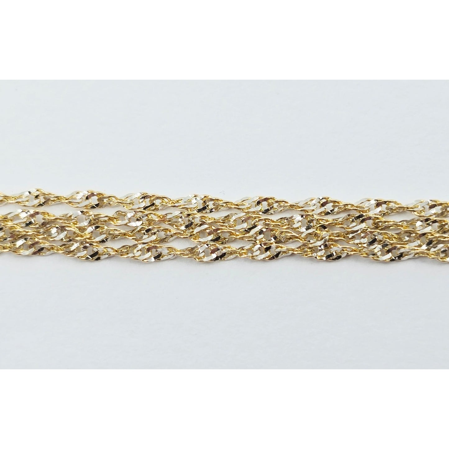 14K Two Tone Gold Diamond Cut Singapore Link Chain