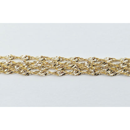 14K Two Tone Gold Diamond Cut Singapore Link Chain