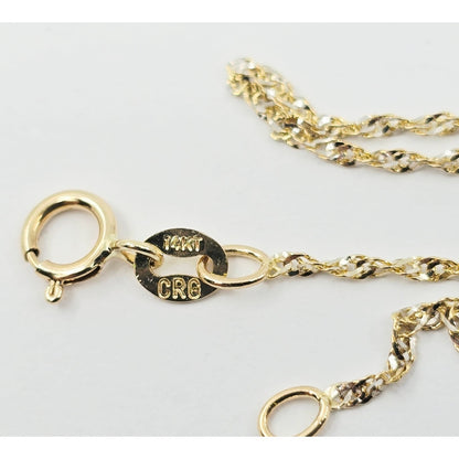 14K Two Tone Gold Diamond Cut Singapore Link Chain