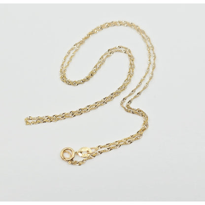 14K Two Tone Gold Diamond Cut Singapore Link Chain