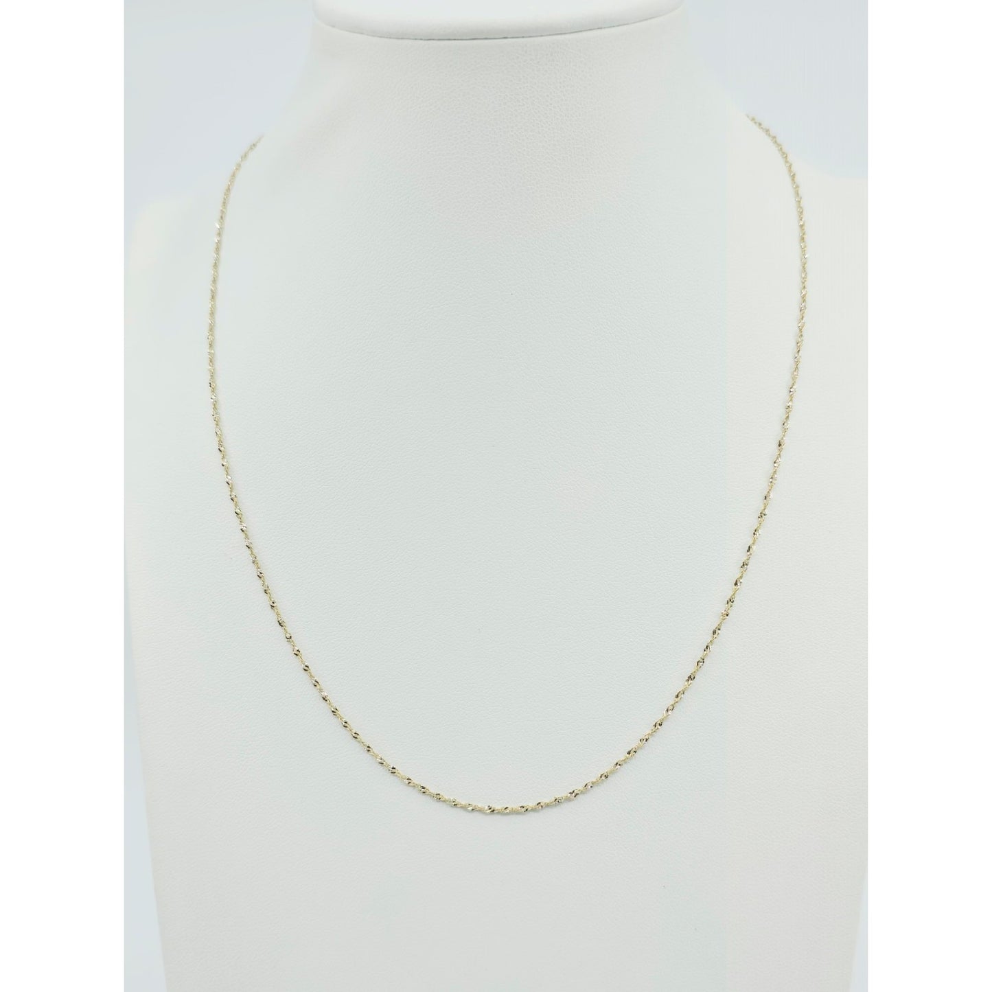 14K Two Tone Gold Diamond Cut Singapore Link Chain