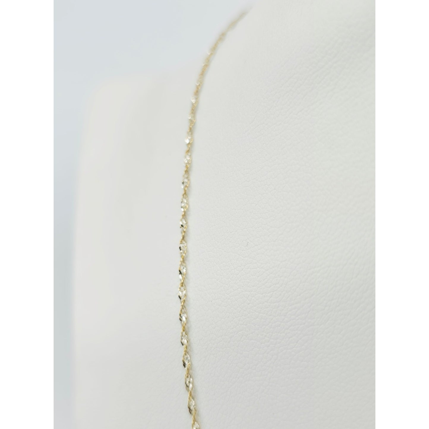 14K Two Tone Gold Diamond Cut Singapore Link Chain