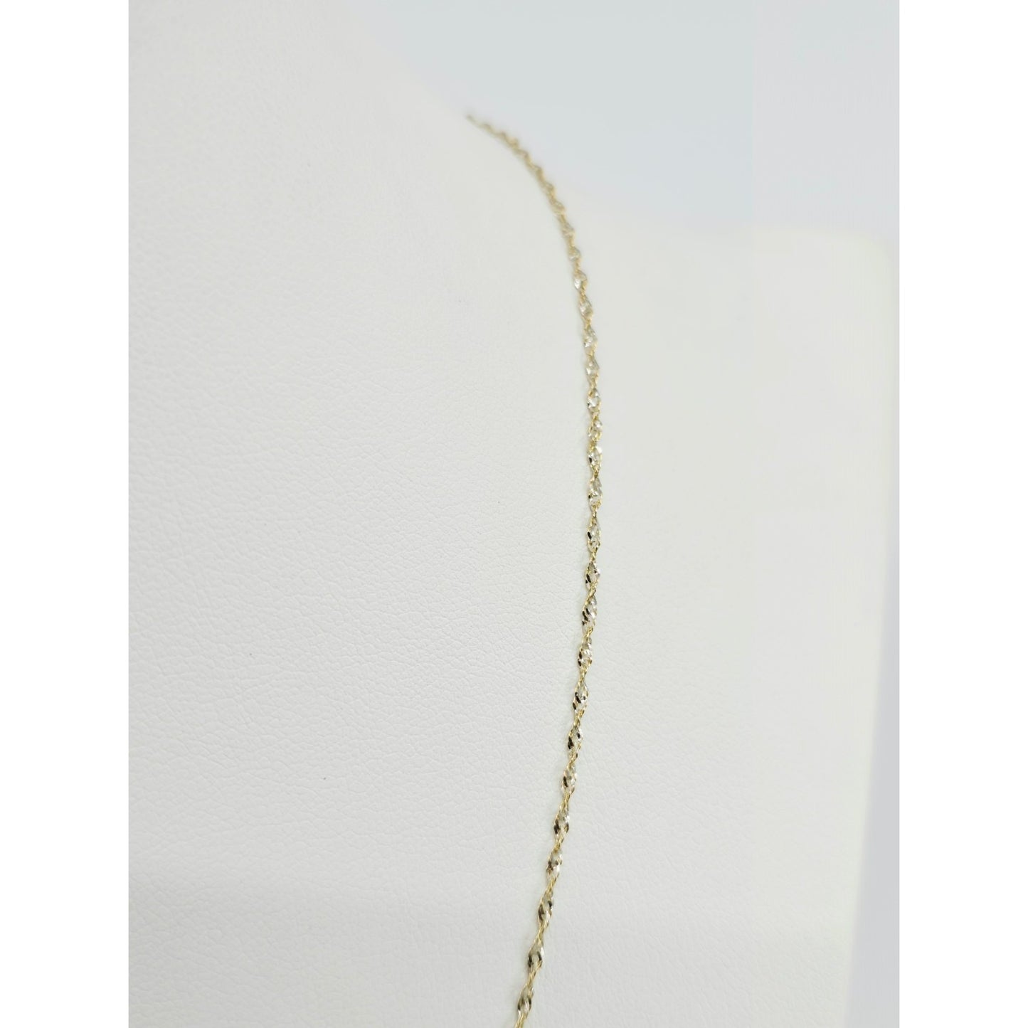 14K Two Tone Gold Diamond Cut Singapore Link Chain