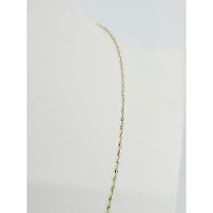14K Two Tone Gold Diamond Cut Singapore Link Chain