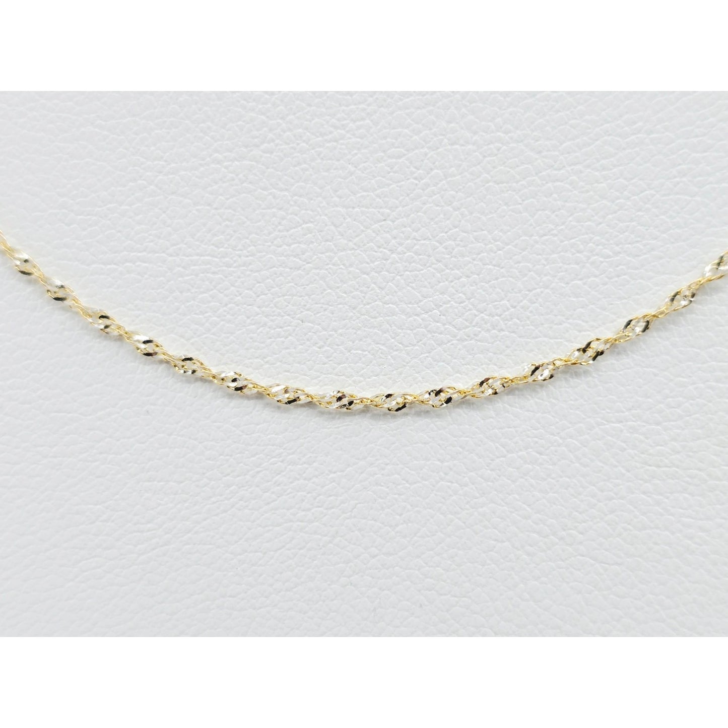 14K Two Tone Gold Diamond Cut Singapore Link Chain