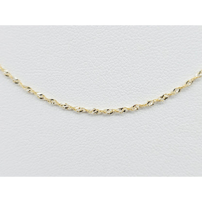 14K Two Tone Gold Diamond Cut Singapore Link Chain