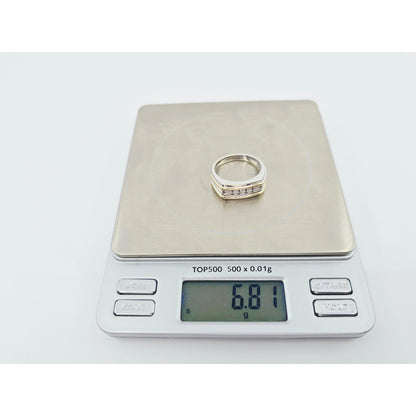14K Two Tone Gold Channel Set Five Stone Diamond Men's Ring